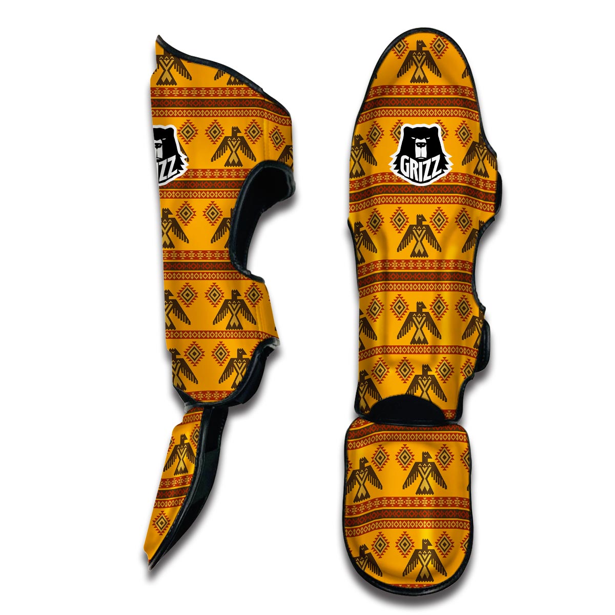 Eagle Aztec Pattern Print Muay Thai Shin Guards-grizzshop