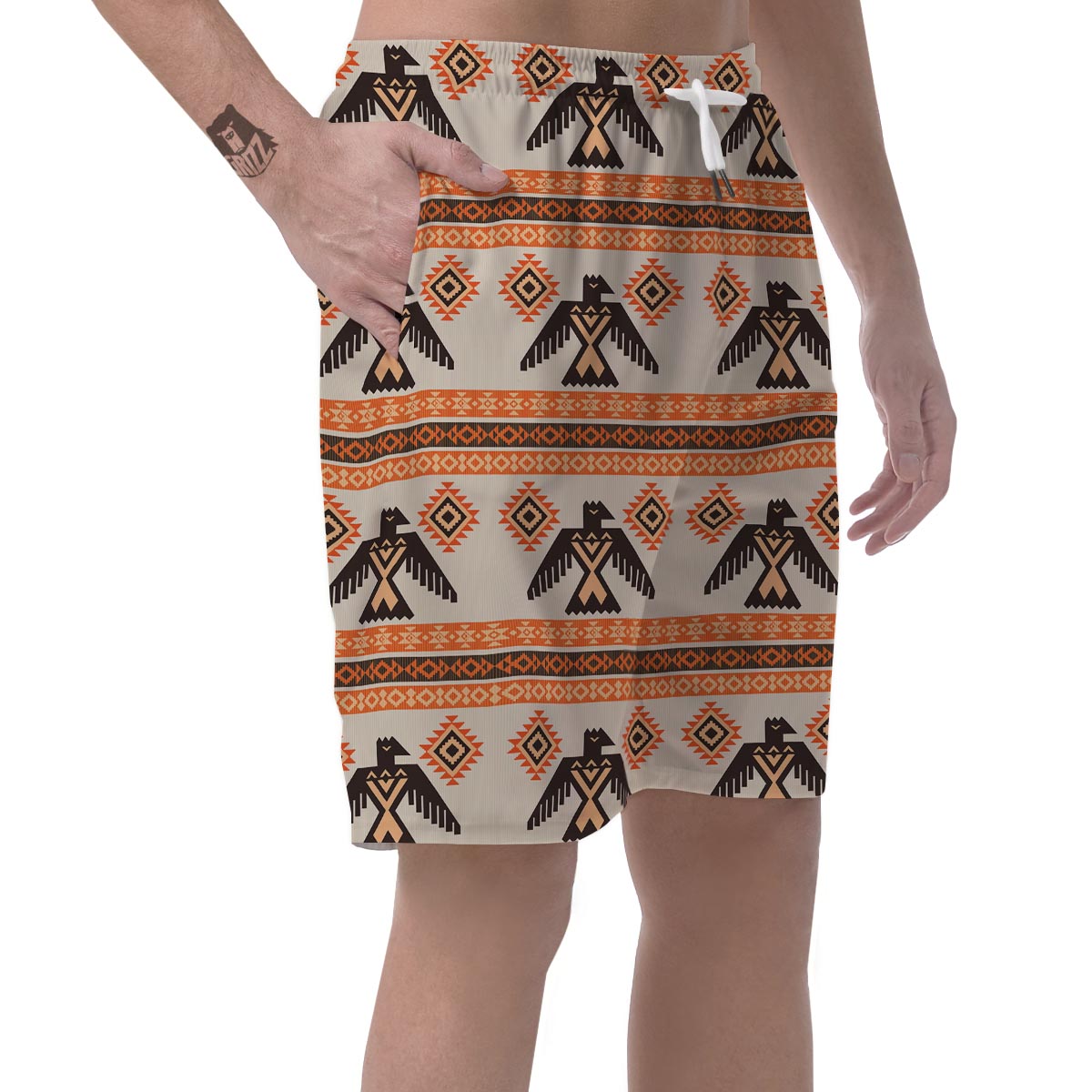 Eagle Aztec Print Pattern Men's Shorts-grizzshop