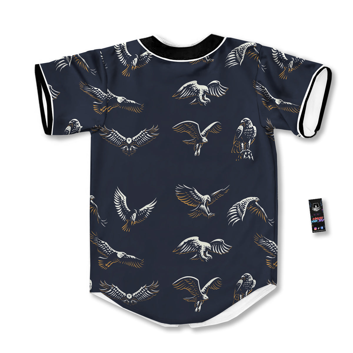 Eagle Brown And White Print Pattern Baseball Jersey-grizzshop