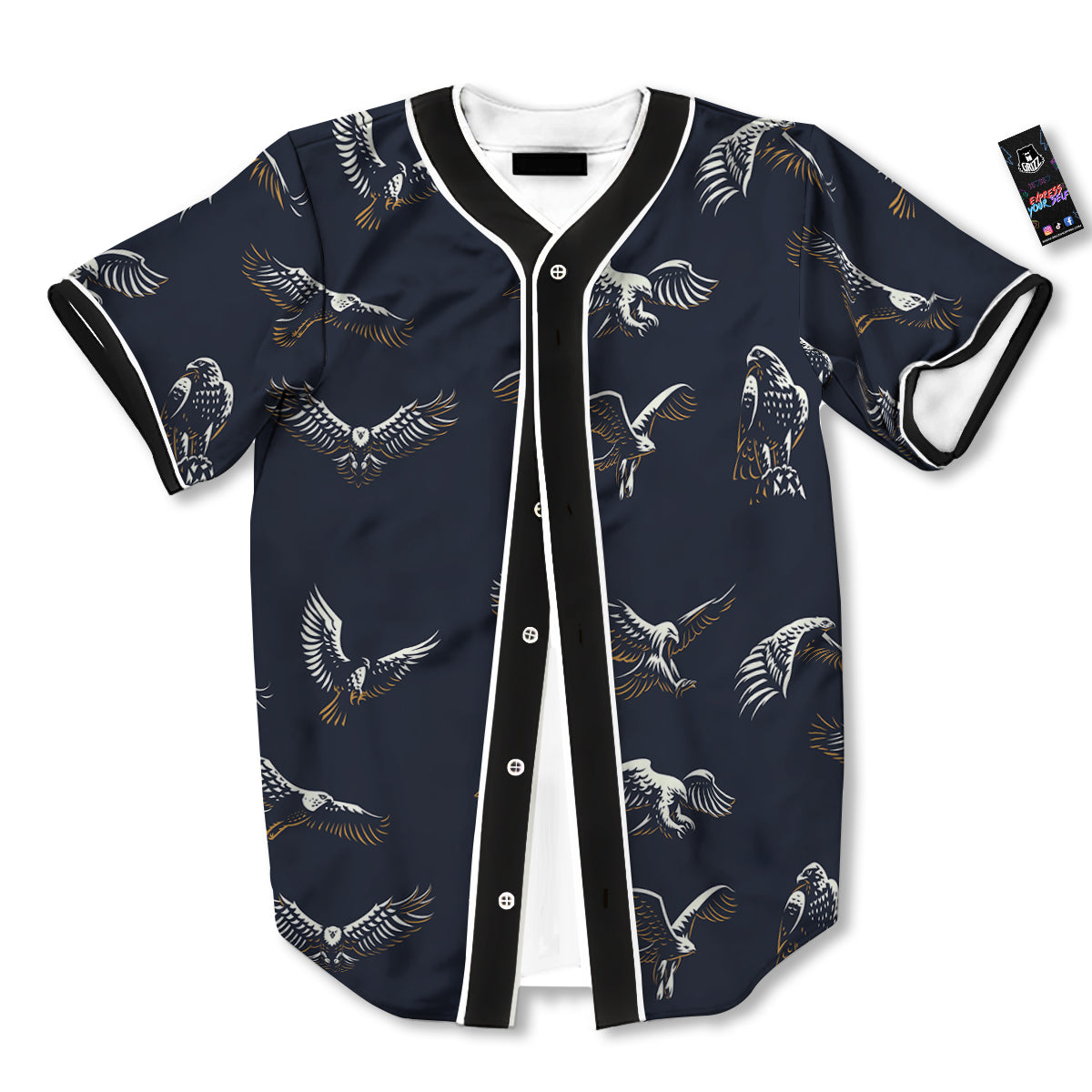 Eagle Brown And White Print Pattern Baseball Jersey-grizzshop