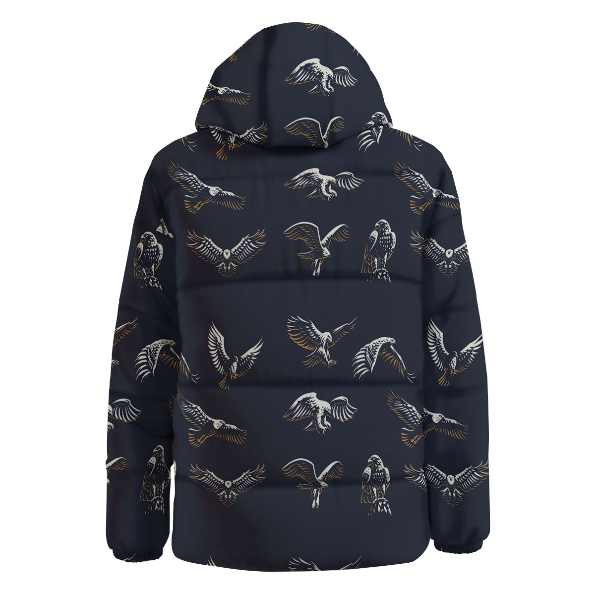 Eagle Brown And White Print Pattern Down Jacket-grizzshop