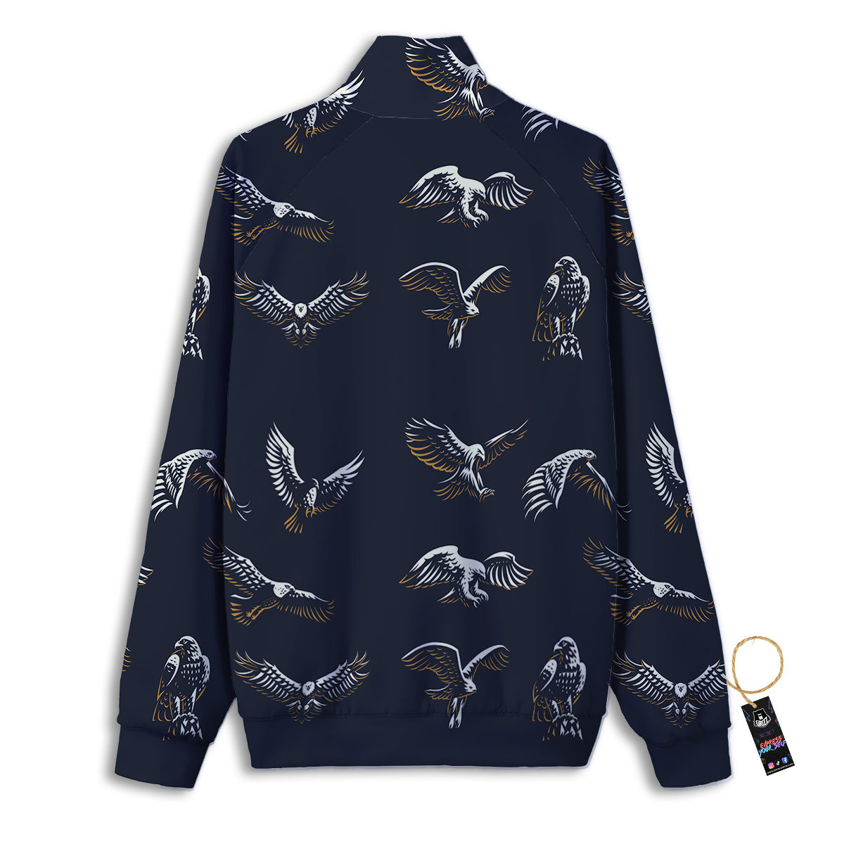 Eagle Brown And White Print Pattern Track Jacket-grizzshop