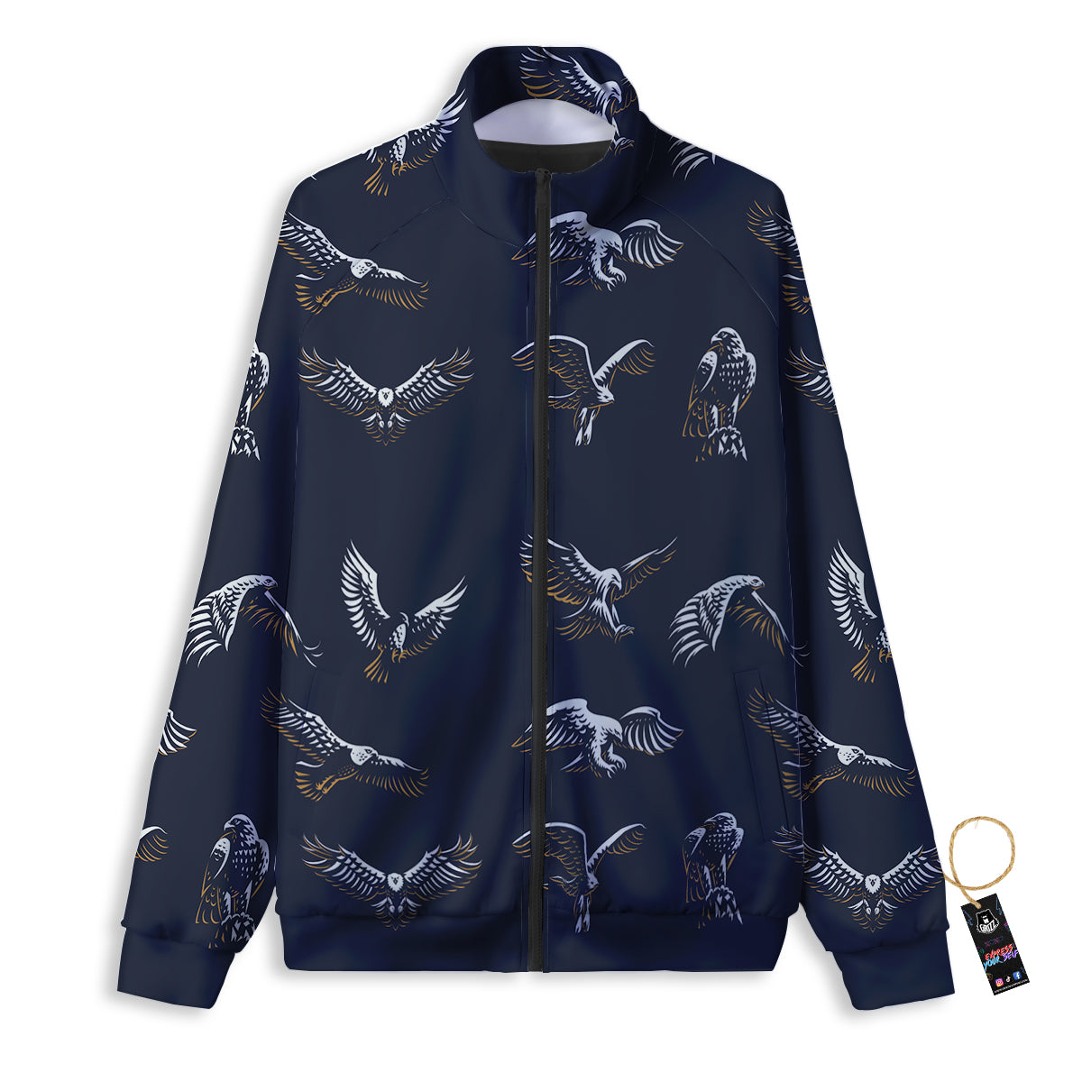Eagle Brown And White Print Pattern Track Jacket-grizzshop