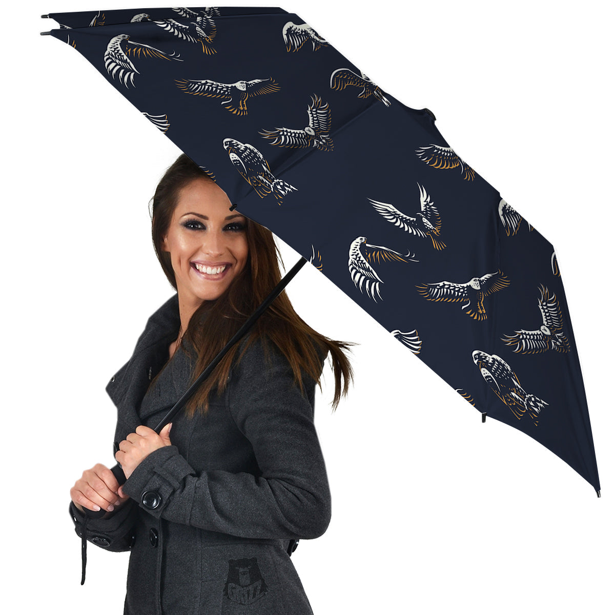 Eagle Brown And White Print Pattern Umbrella-grizzshop