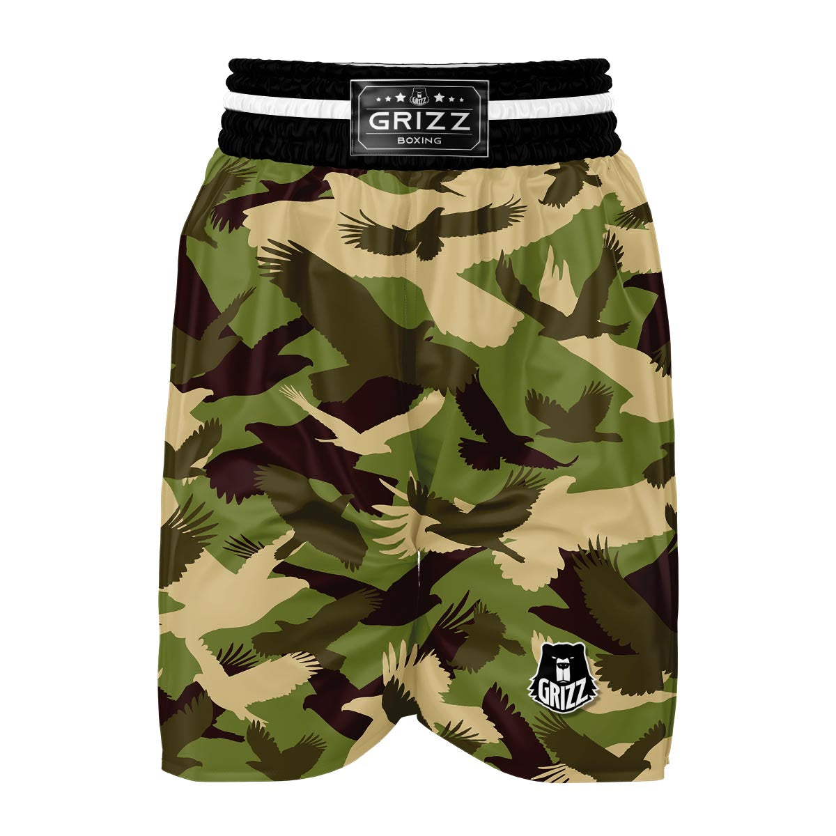 Eagle Camo Pattern Print Boxing Shorts-grizzshop