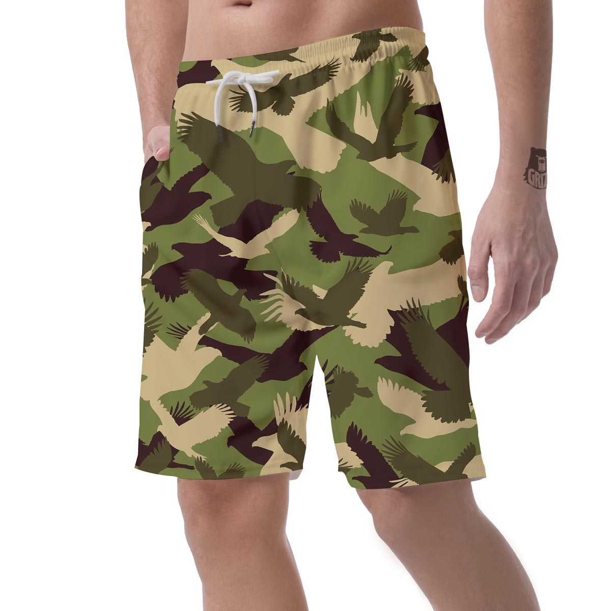 Eagle Camo Pattern Print Men's Shorts-grizzshop