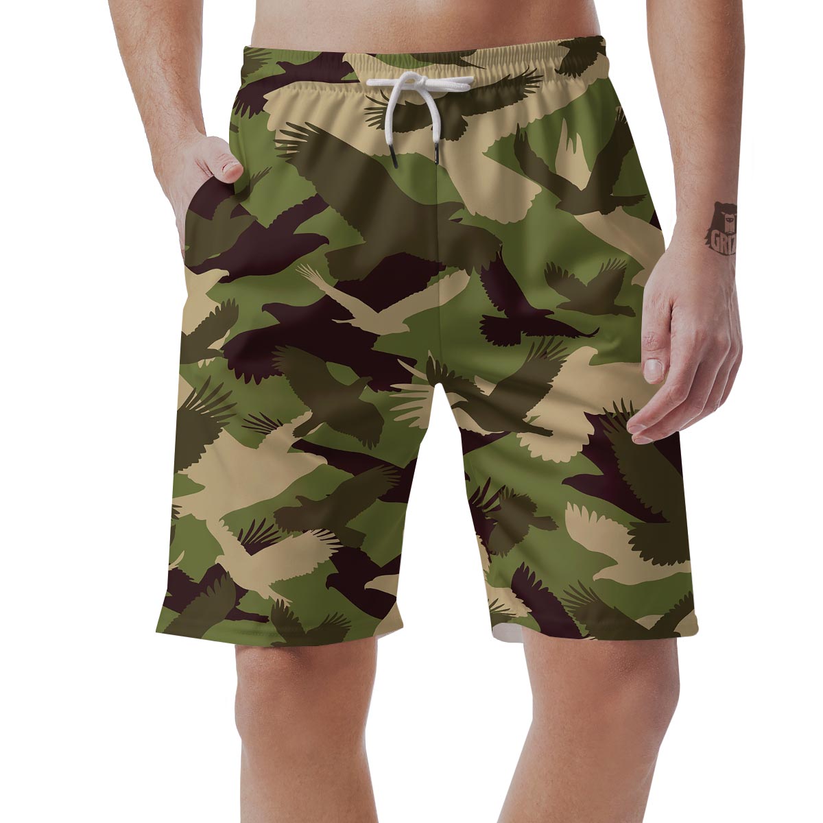 Eagle Camo Pattern Print Men's Shorts-grizzshop