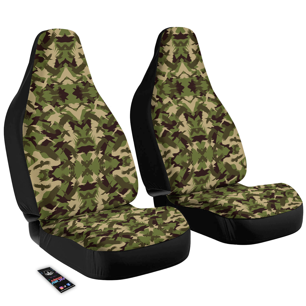 Eagle Camouflage Green Print Pattern Car Seat Covers-grizzshop