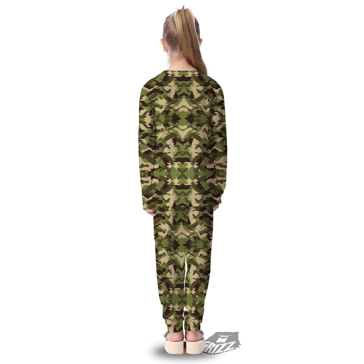 Eagle Camouflage Green Print Pattern Kid's Pajamas-grizzshop