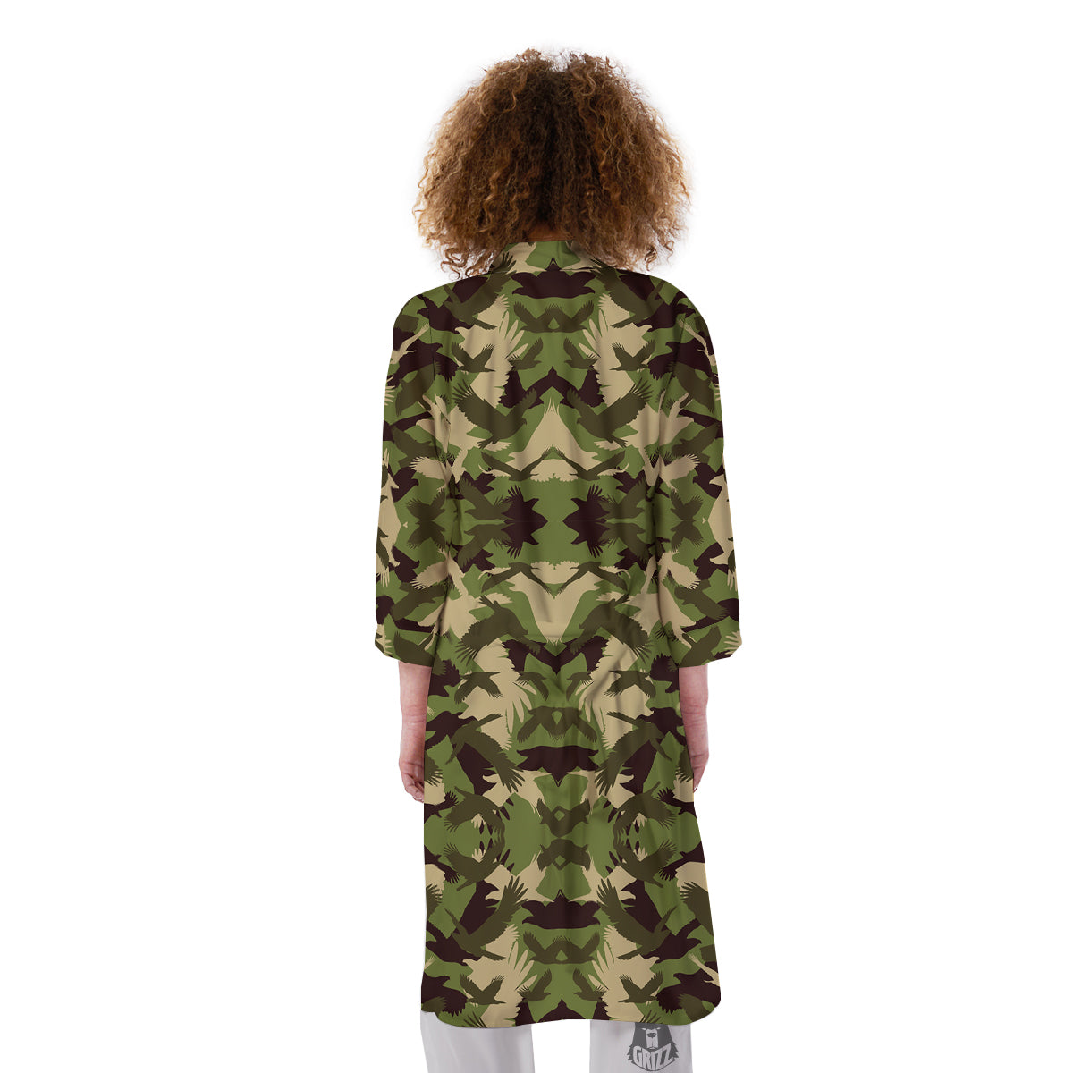 Eagle Camouflage Green Print Pattern Kimono-grizzshop