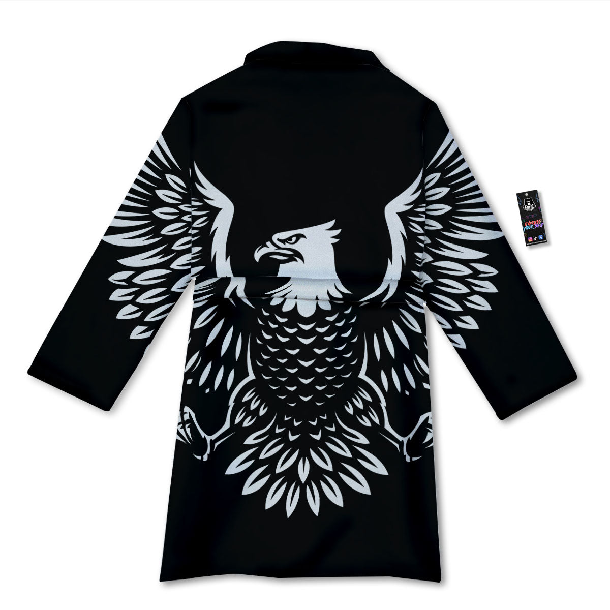 Eagle Monochrome Print Bathrobe-grizzshop