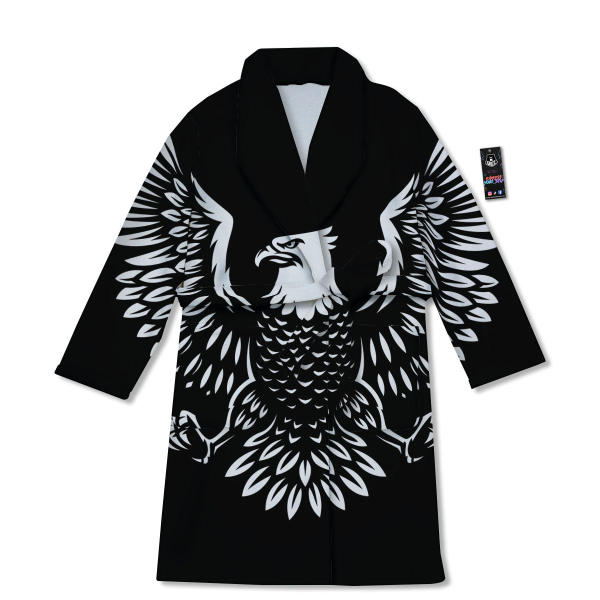 Eagle Monochrome Print Bathrobe-grizzshop