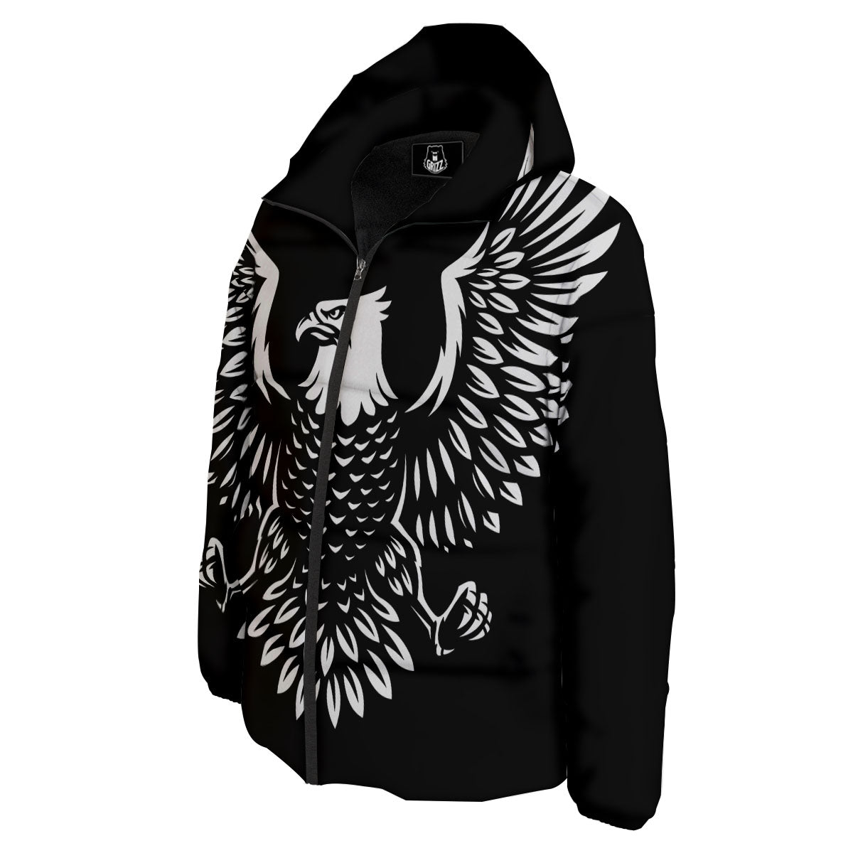 Eagle Monochrome Print Down Jacket-grizzshop