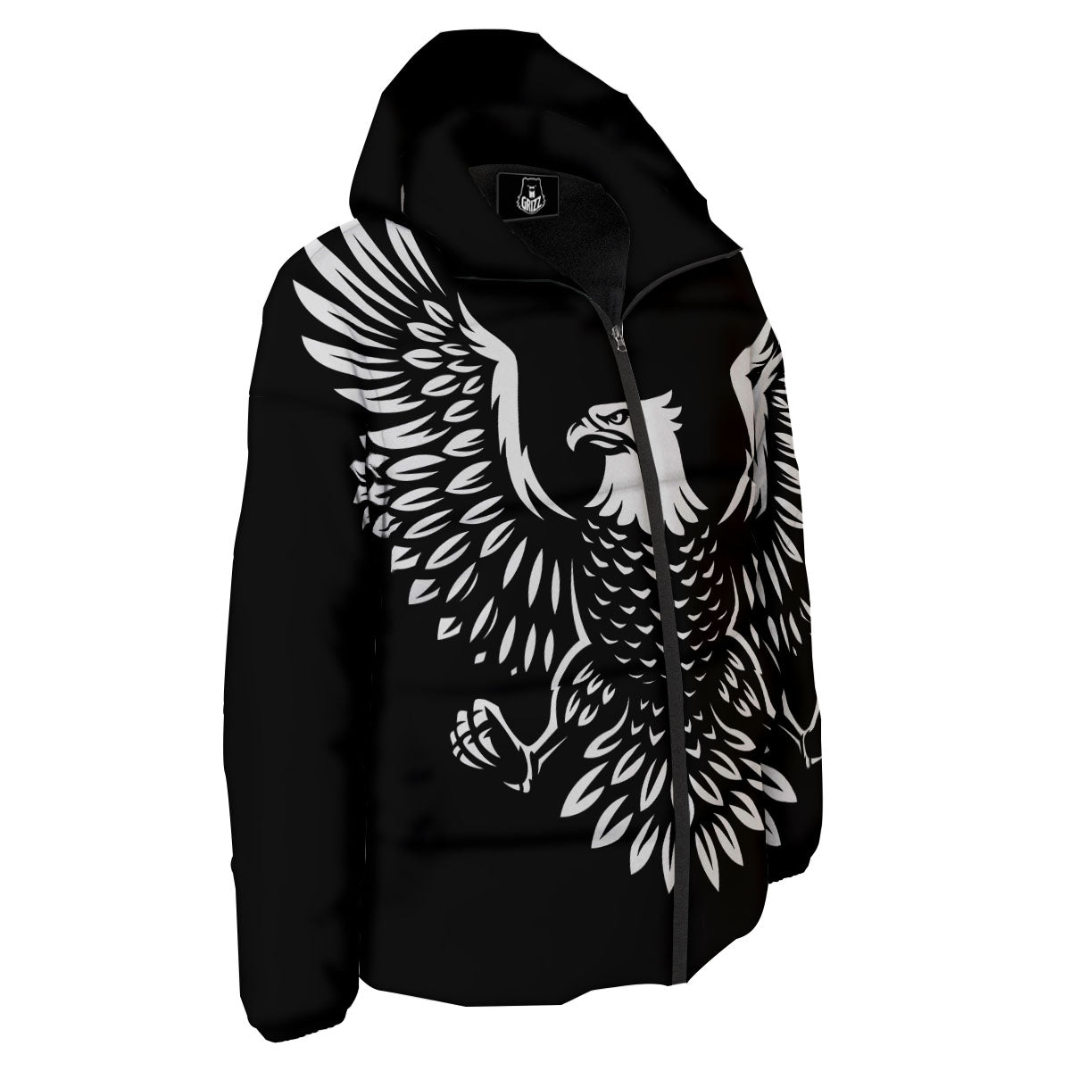 Eagle Monochrome Print Down Jacket-grizzshop