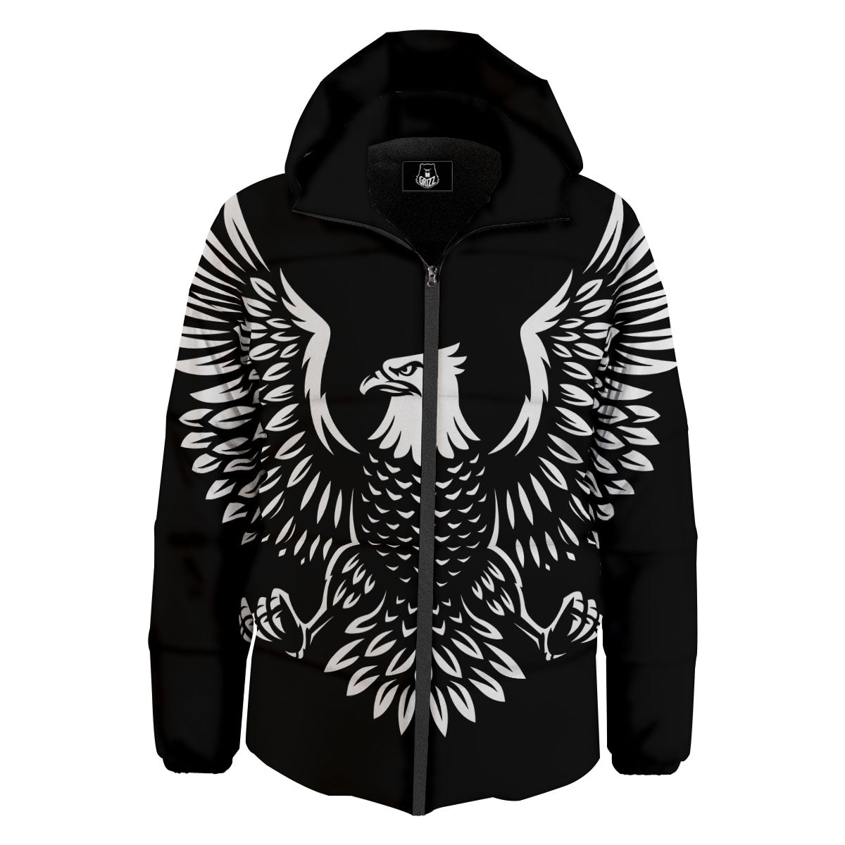 Eagle Monochrome Print Down Jacket-grizzshop