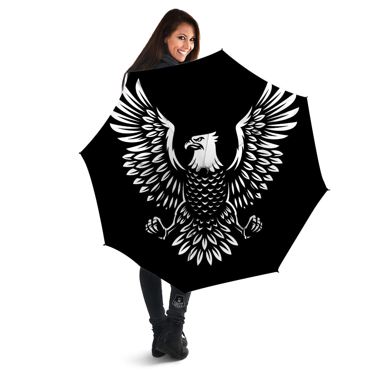 Eagle Monochrome Print Umbrella-grizzshop