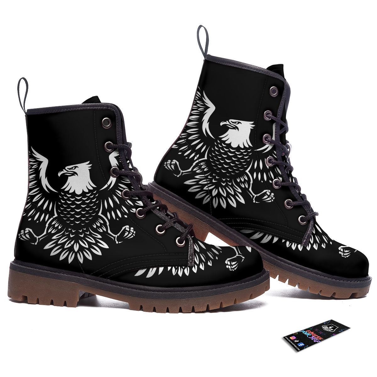 Eagle Monochrome Print Work Boots-grizzshop