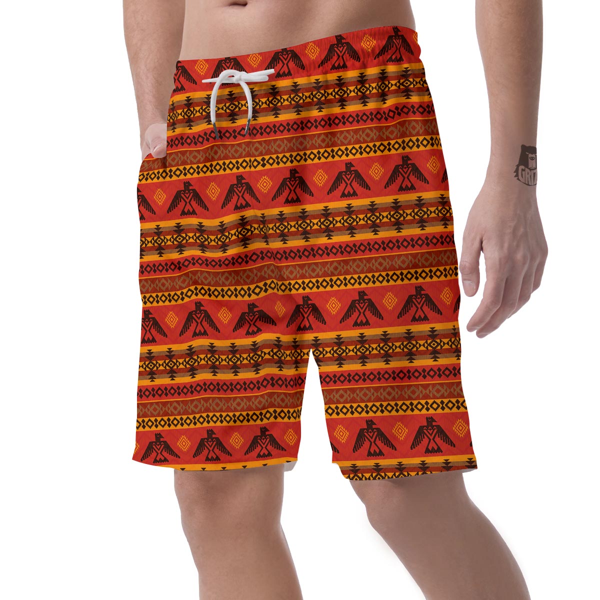 Eagle Native American Pattern Print Men's Shorts-grizzshop