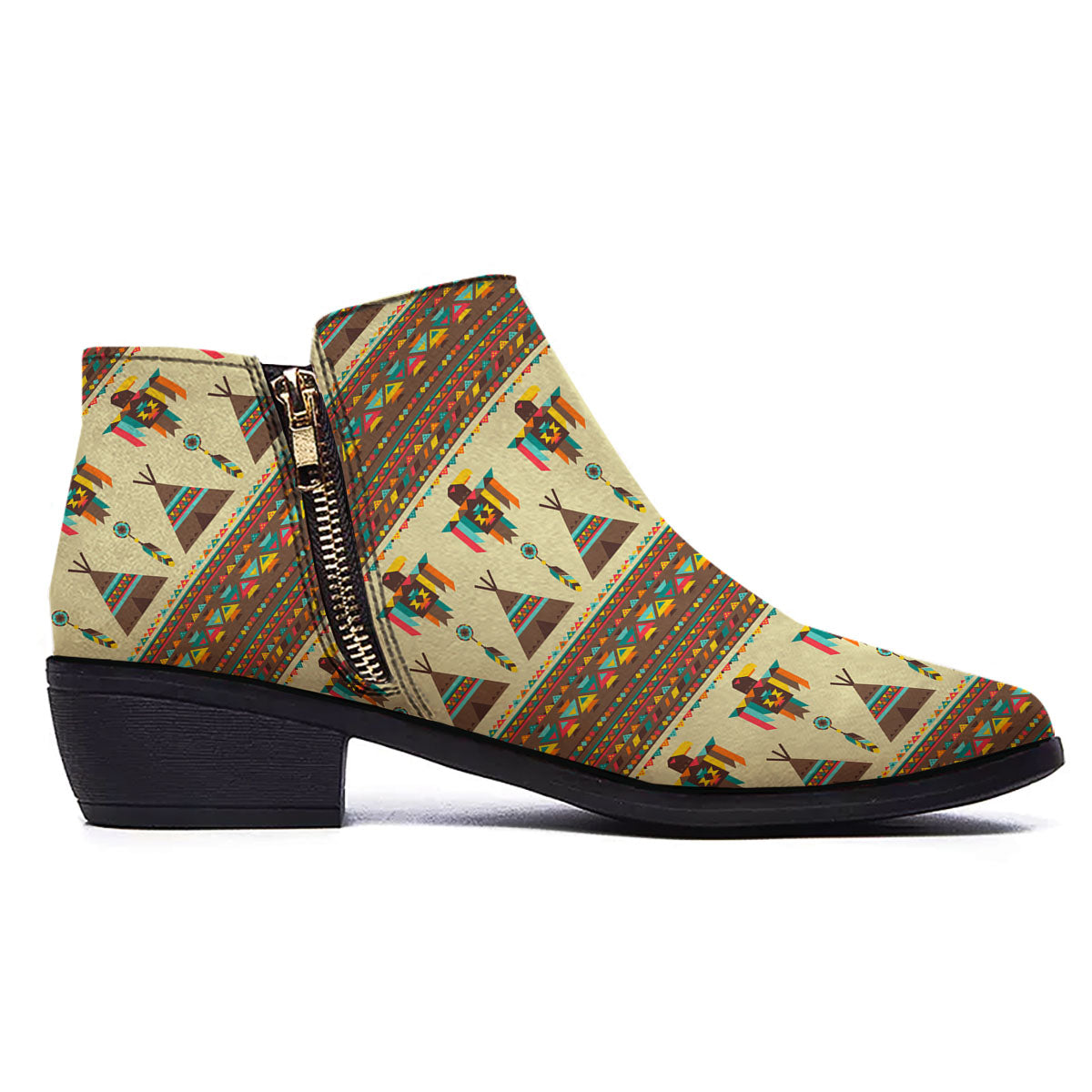 Eagle Native American Print Pattern Ankle Boots-grizzshop