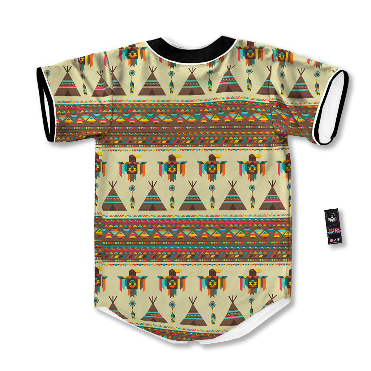 Eagle Native American Print Pattern Baseball Jersey-grizzshop