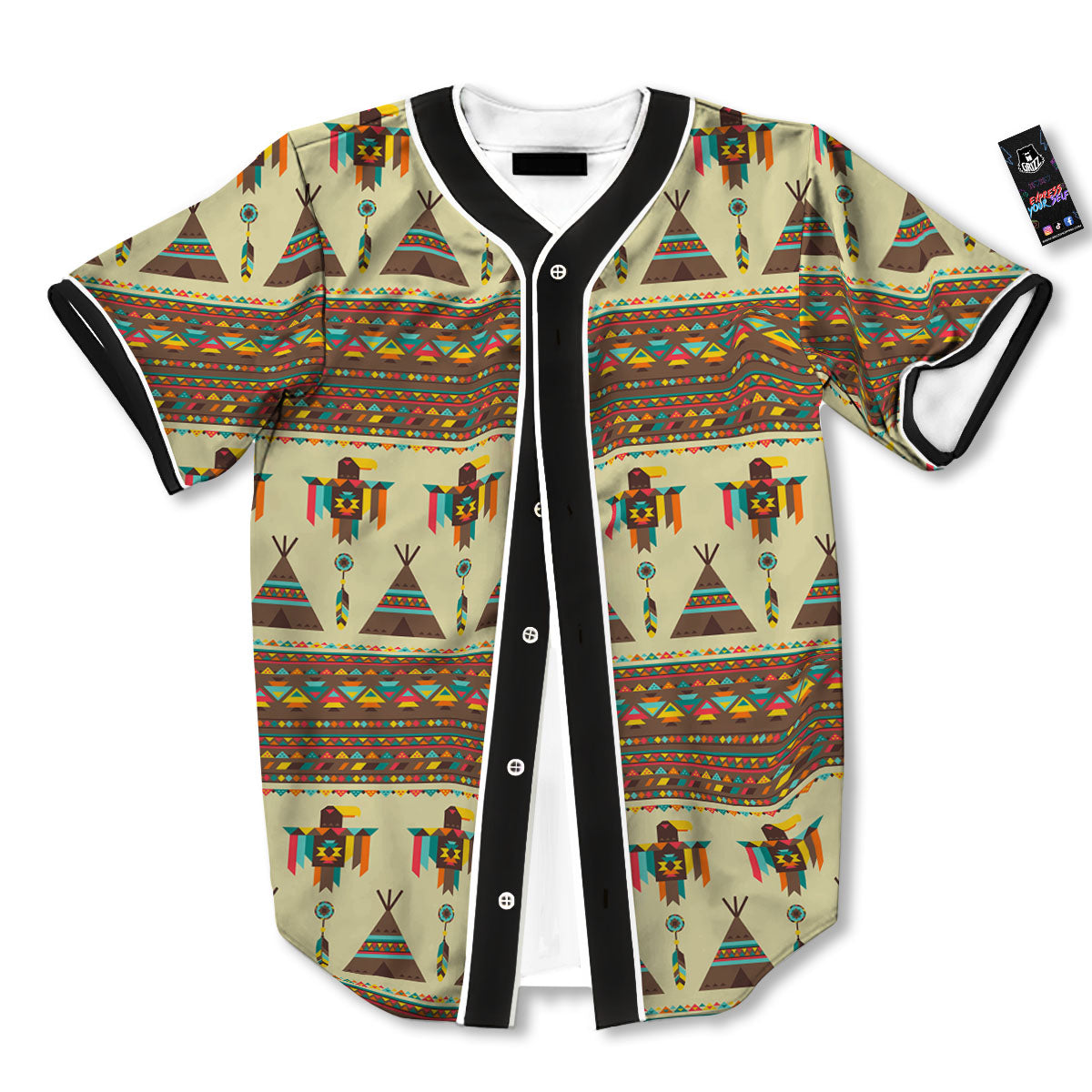 Eagle Native American Print Pattern Baseball Jersey-grizzshop