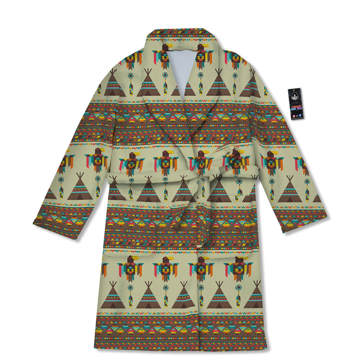 Eagle Native American Print Pattern Bathrobe-grizzshop