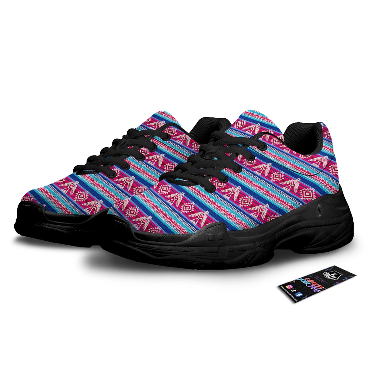 Eagle Native American Print Pattern Black Chunky Shoes-grizzshop