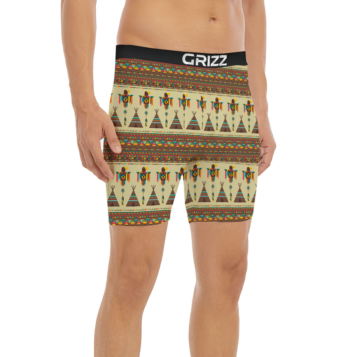 Eagle Native American Print Pattern Boxer Briefs-grizzshop