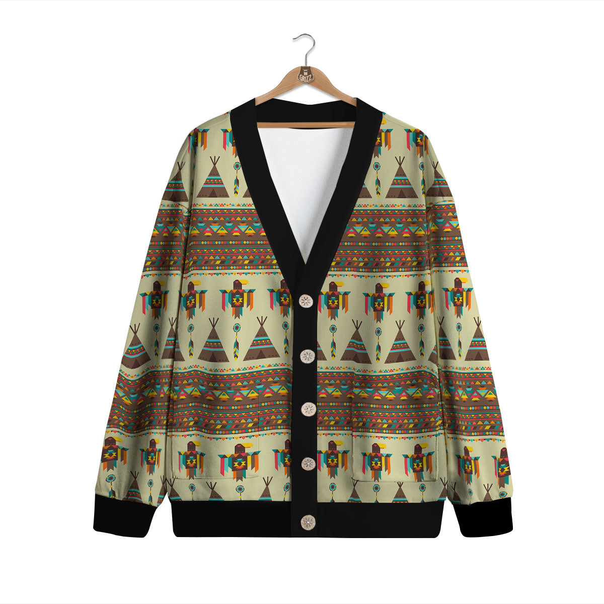 Eagle Native American Print Pattern Cardigan-grizzshop