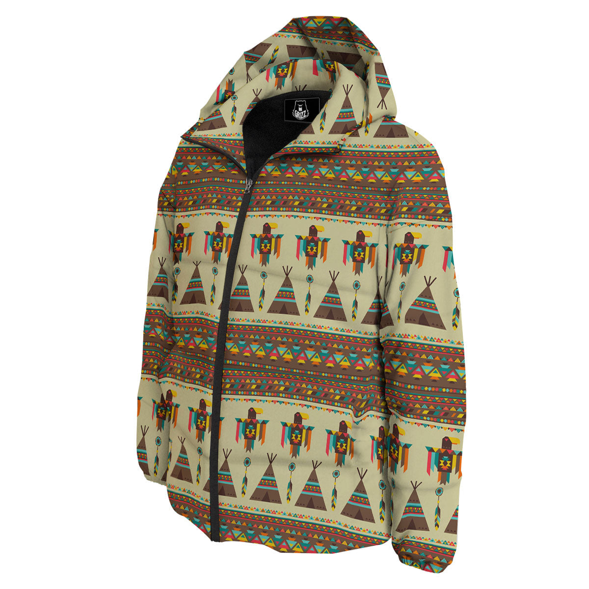 Eagle Native American Print Pattern Down Jacket-grizzshop