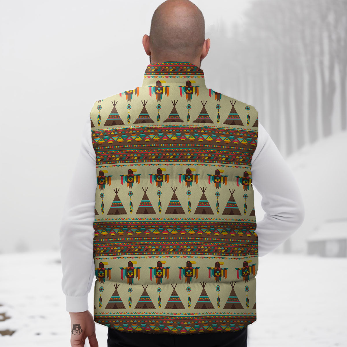 Eagle Native American Print Pattern Down Vest