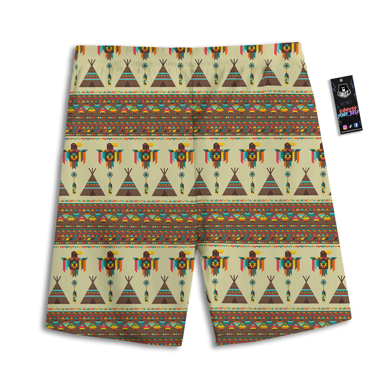 Eagle Native American Print Pattern Men's Athletic Shorts