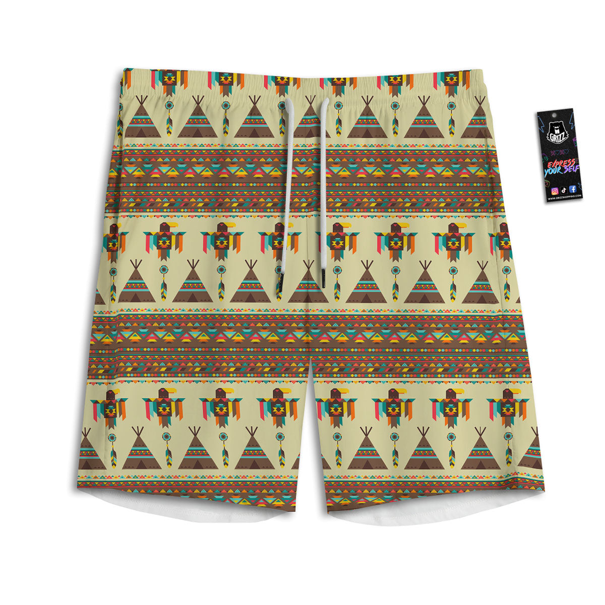 Eagle Native American Print Pattern Men's Athletic Shorts