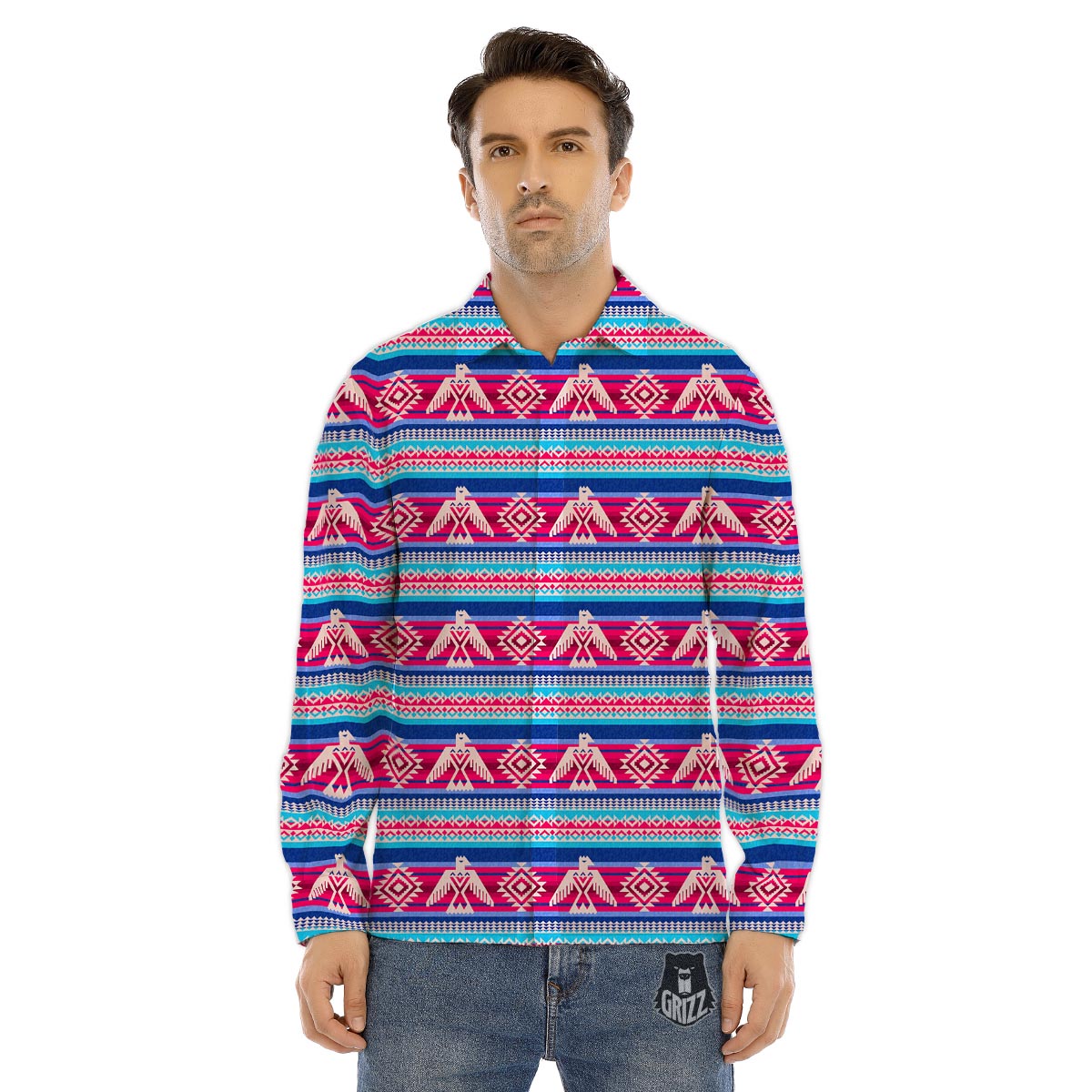 Eagle Native American Print Pattern Men's Dress Shirts-grizzshop