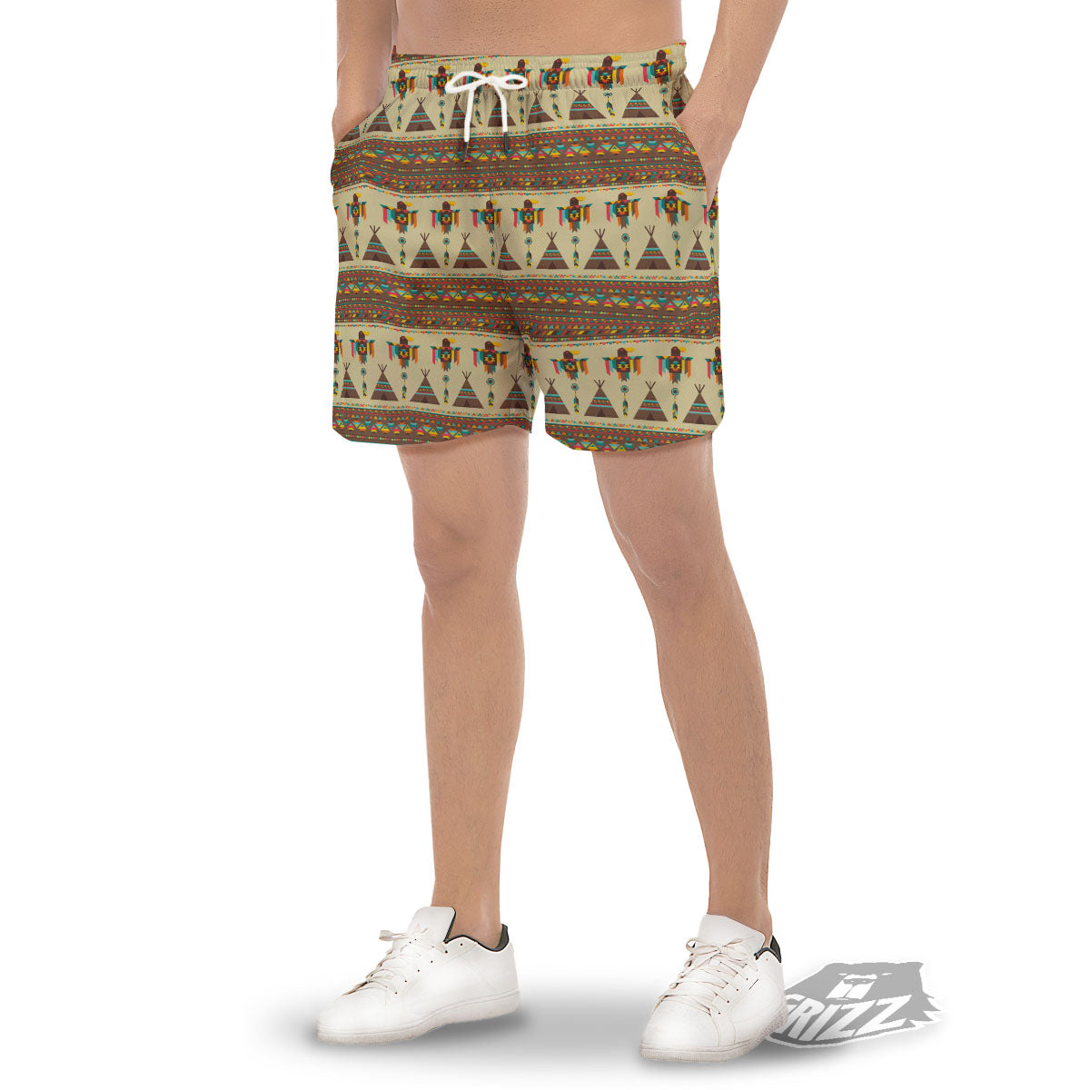 Eagle Native American Print Pattern Men's Gym Shorts-grizzshop