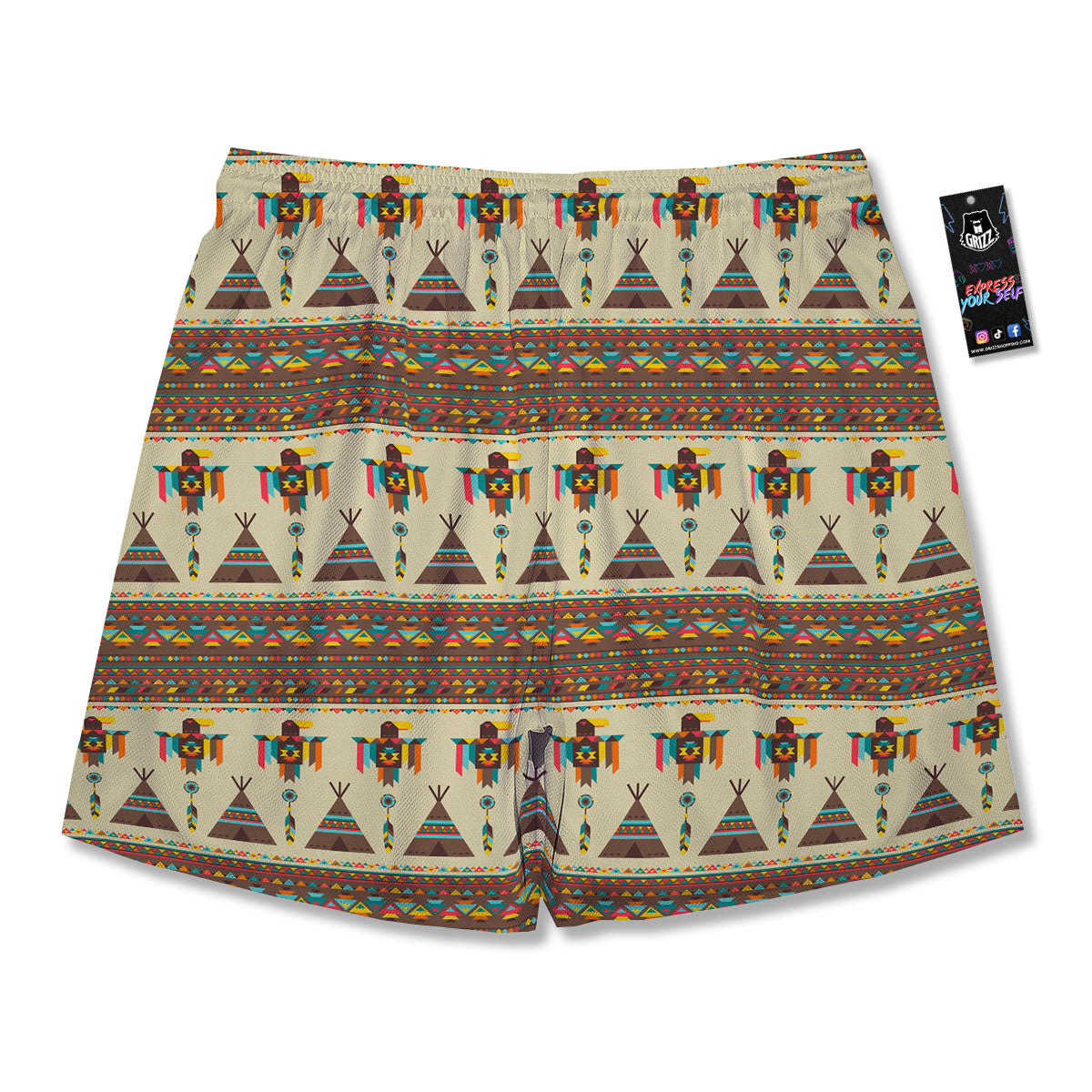 Eagle Native American Print Pattern Men's Running Shorts-grizzshop