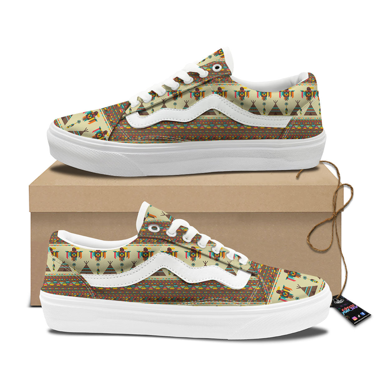 Eagle Native American Print Pattern Skate Shoes-grizzshop