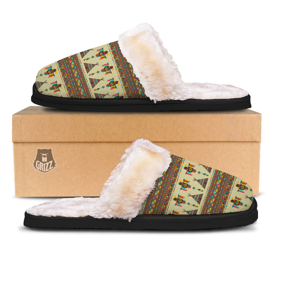Eagle Native American Print Pattern Slippers-grizzshop
