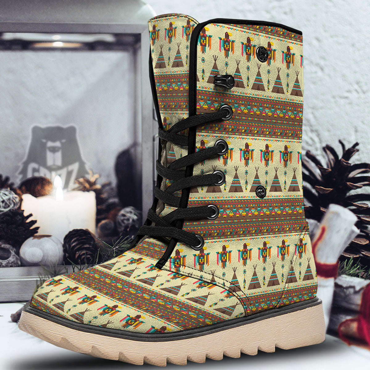 Eagle Native American Print Pattern Snow Boots-grizzshop