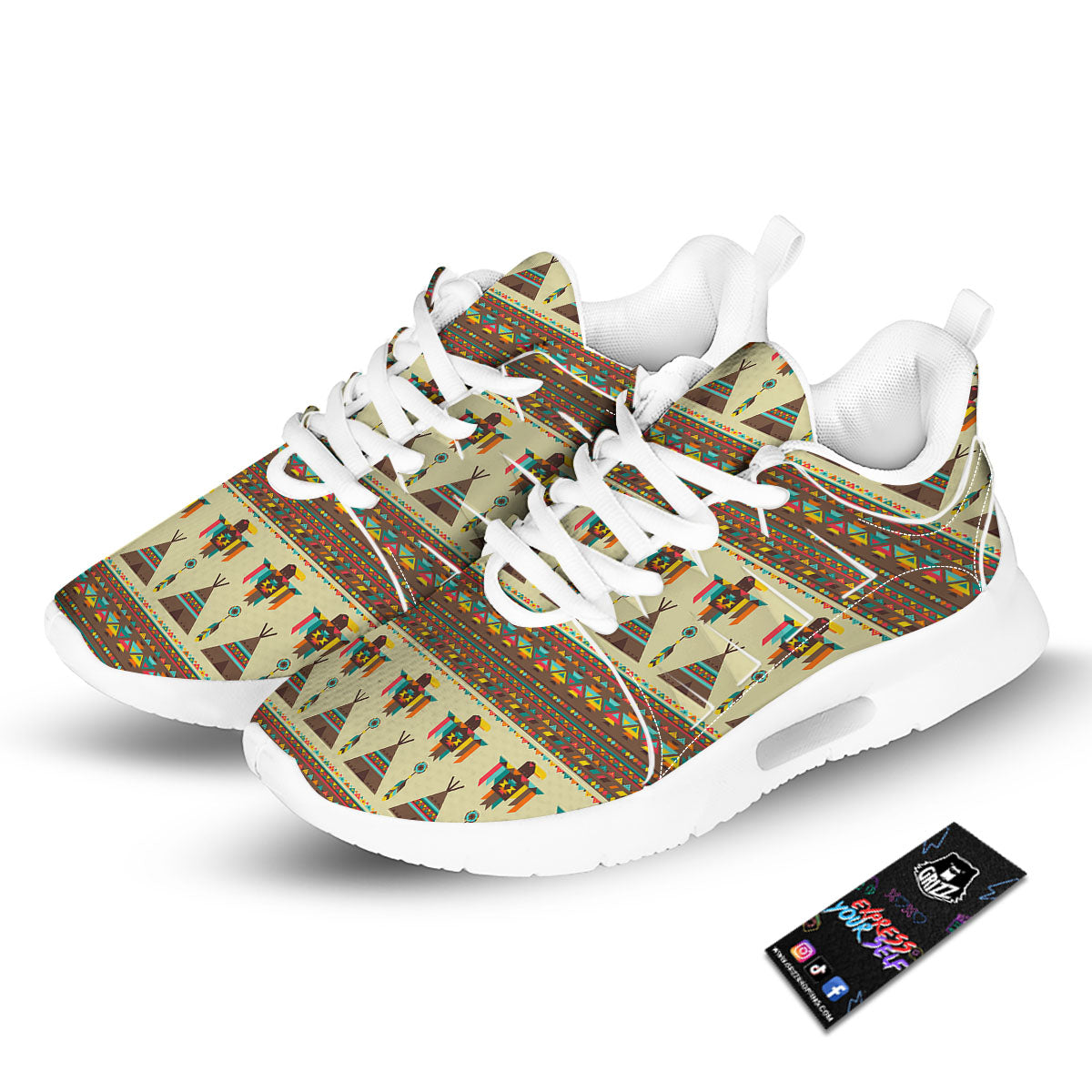 Eagle Native American Print Pattern Tennis Shoes-grizzshop