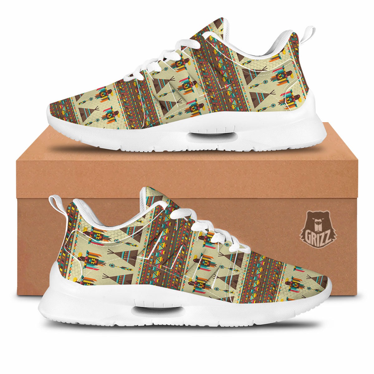 Eagle Native American Print Pattern Tennis Shoes-grizzshop