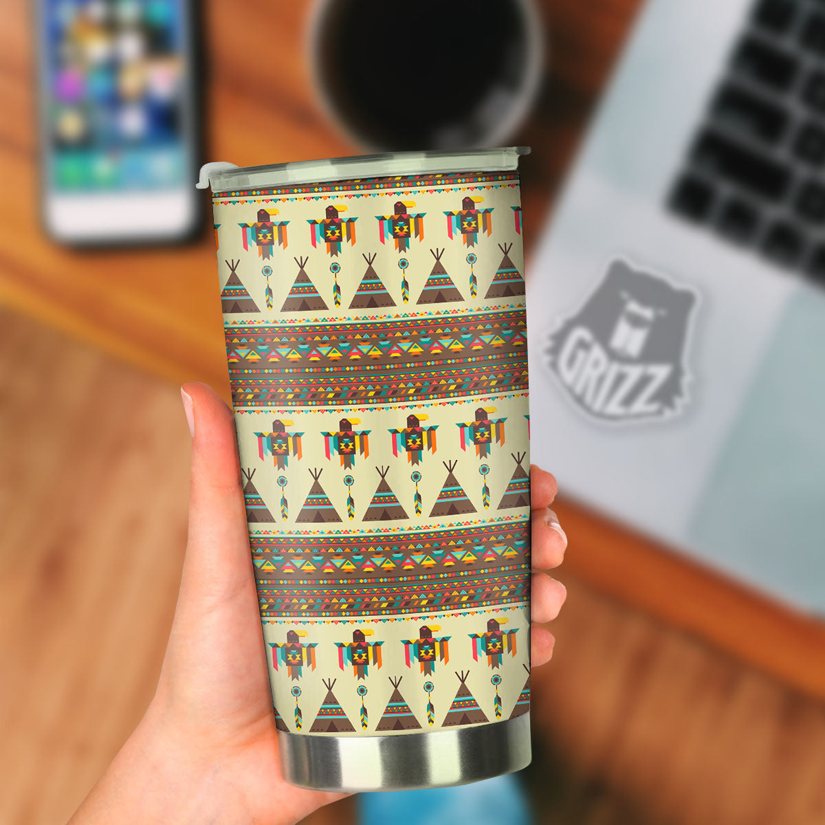 Eagle Native American Print Pattern Tumbler-grizzshop