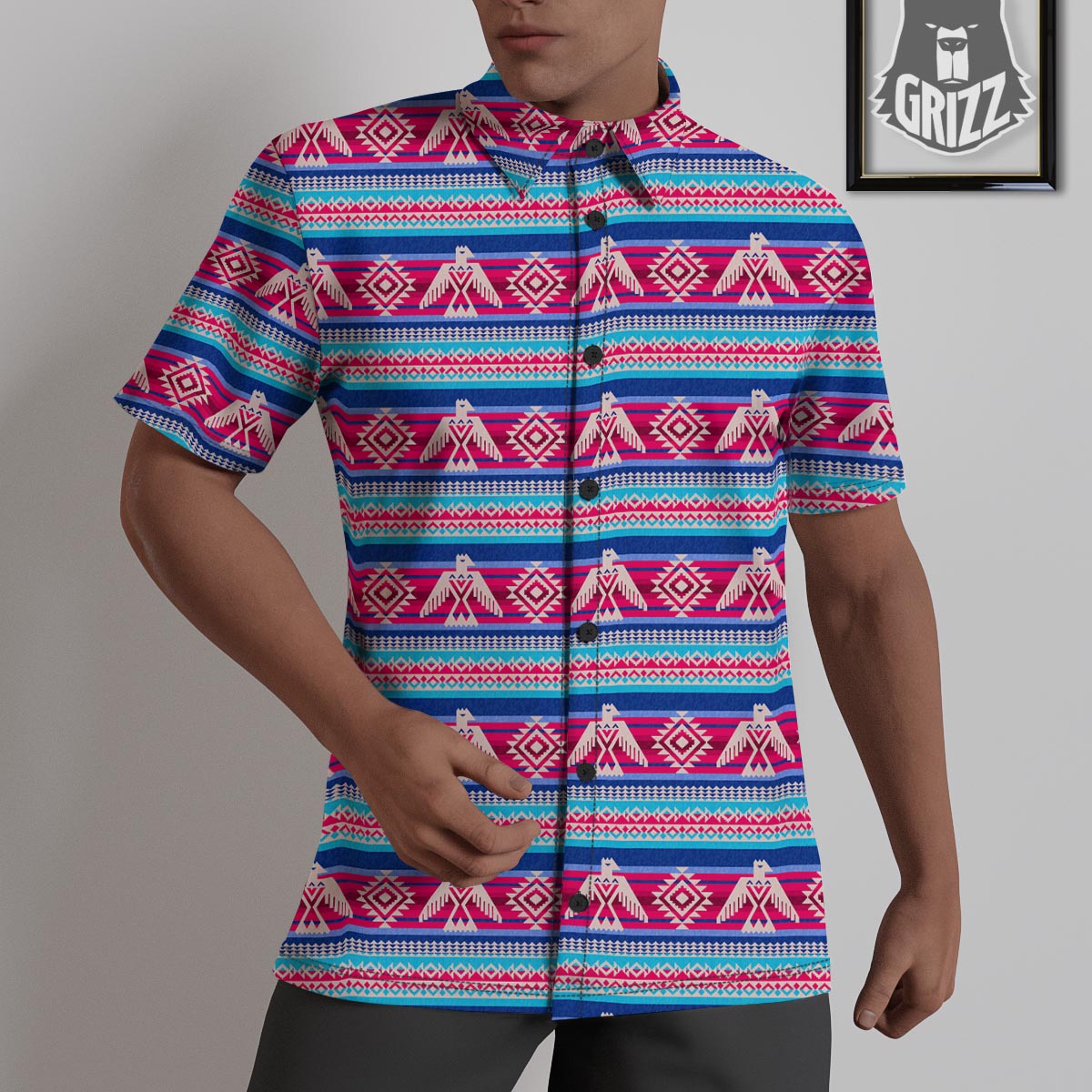 Eagle Native American Print Pattern Untucked Shirts-grizzshop