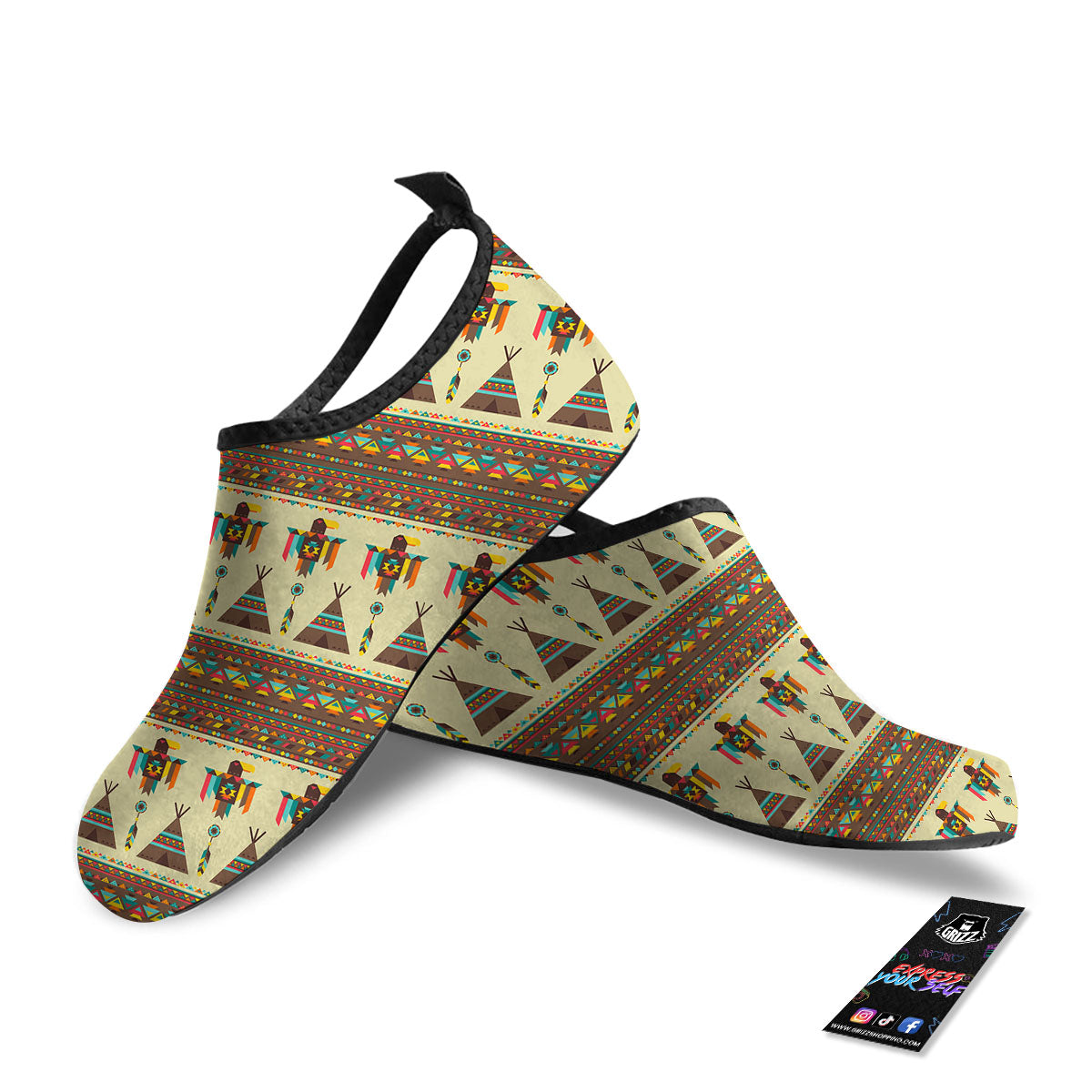 Eagle Native American Print Pattern Water Shoes-grizzshop