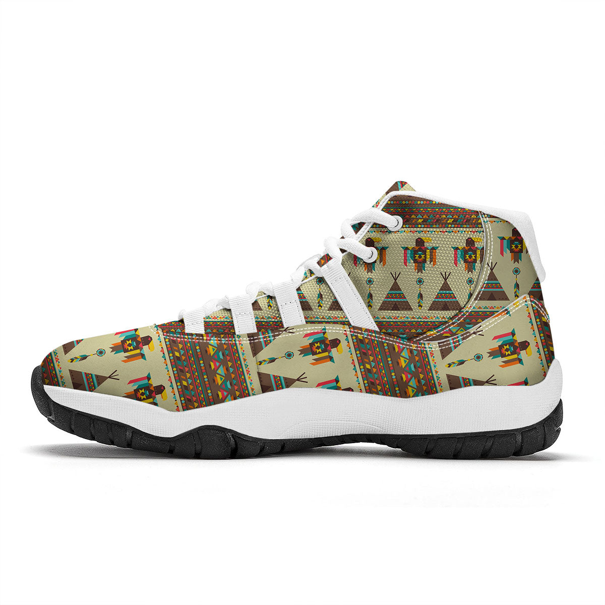 Eagle Native American Print Pattern White Bball Shoes-grizzshop
