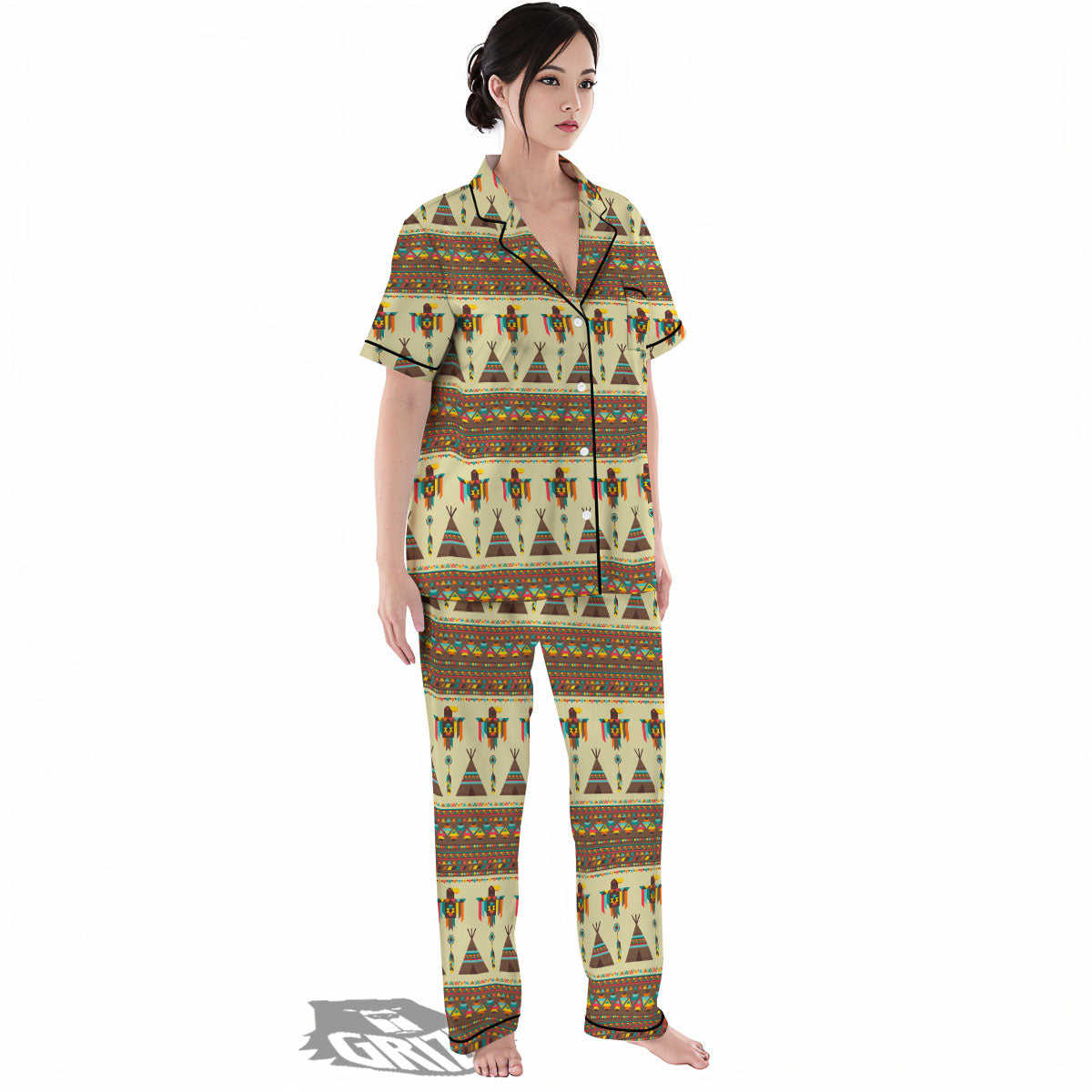 Eagle Native American Print Pattern Women's Pajamas Set-grizzshop