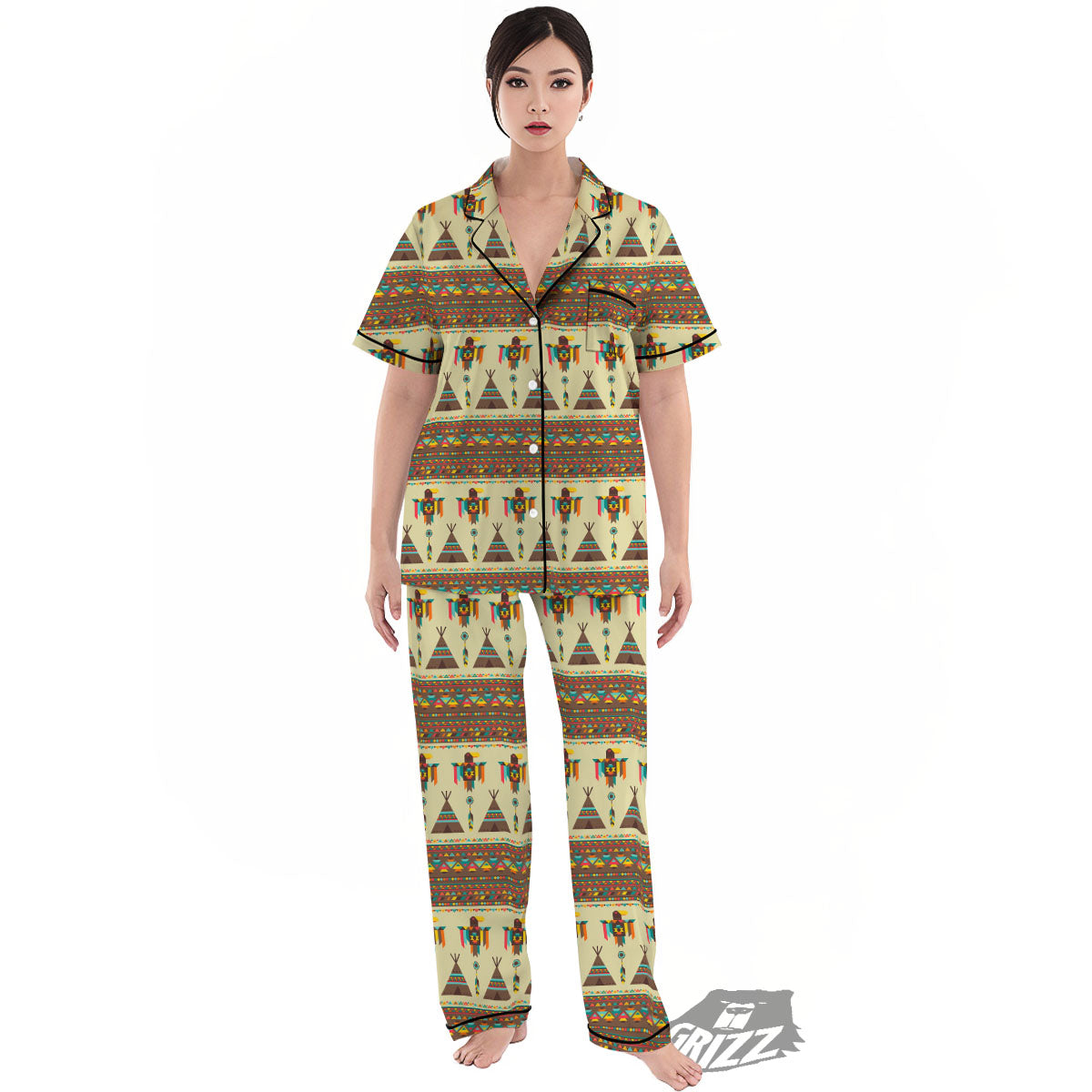Eagle Native American Print Pattern Women's Pajamas Set-grizzshop