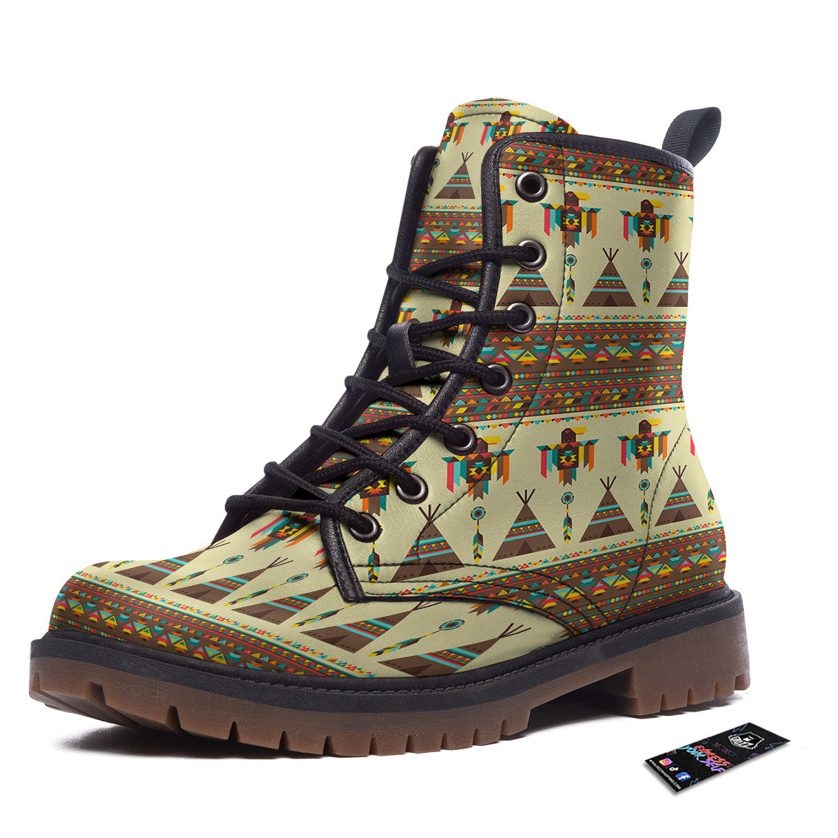 Eagle Native American Print Pattern Work Boots-grizzshop