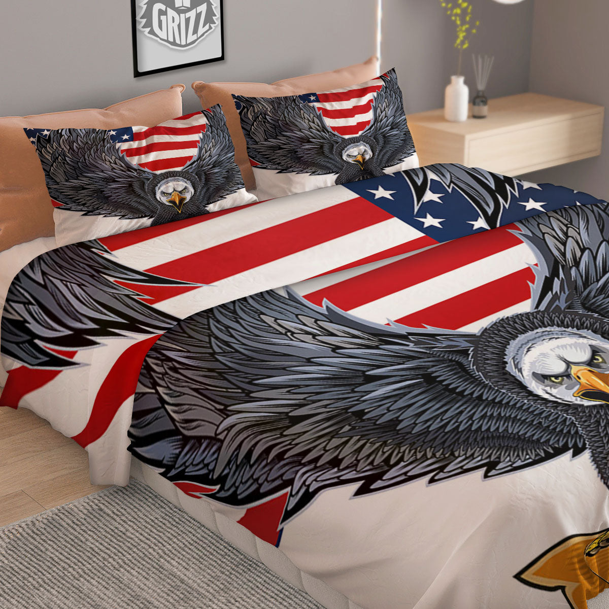 Eagle Patriotic American Print Duvet Cover Bedding Set