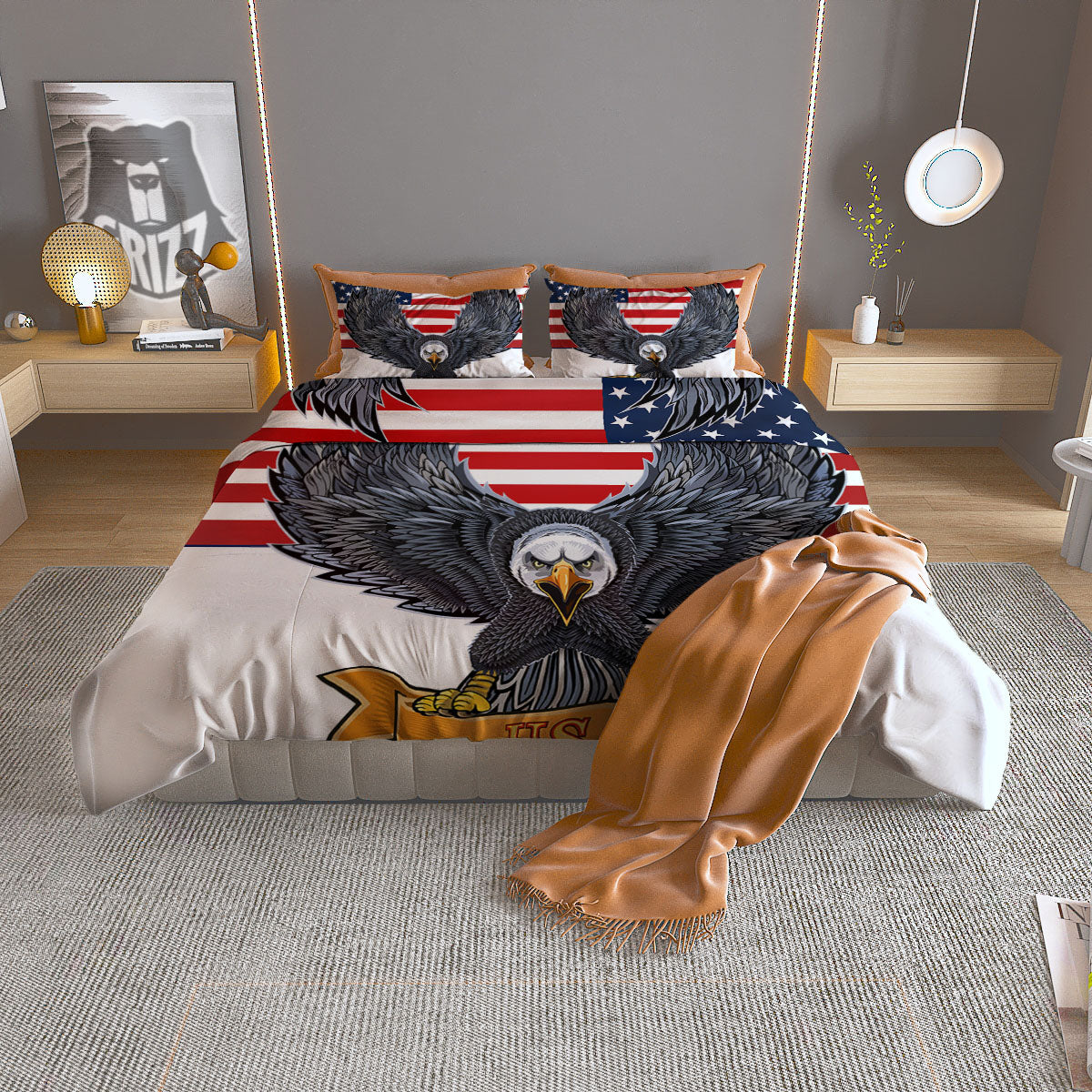 Eagle Patriotic American Print Duvet Cover Bedding Set